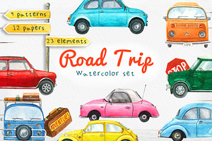 Road trip watercolor set