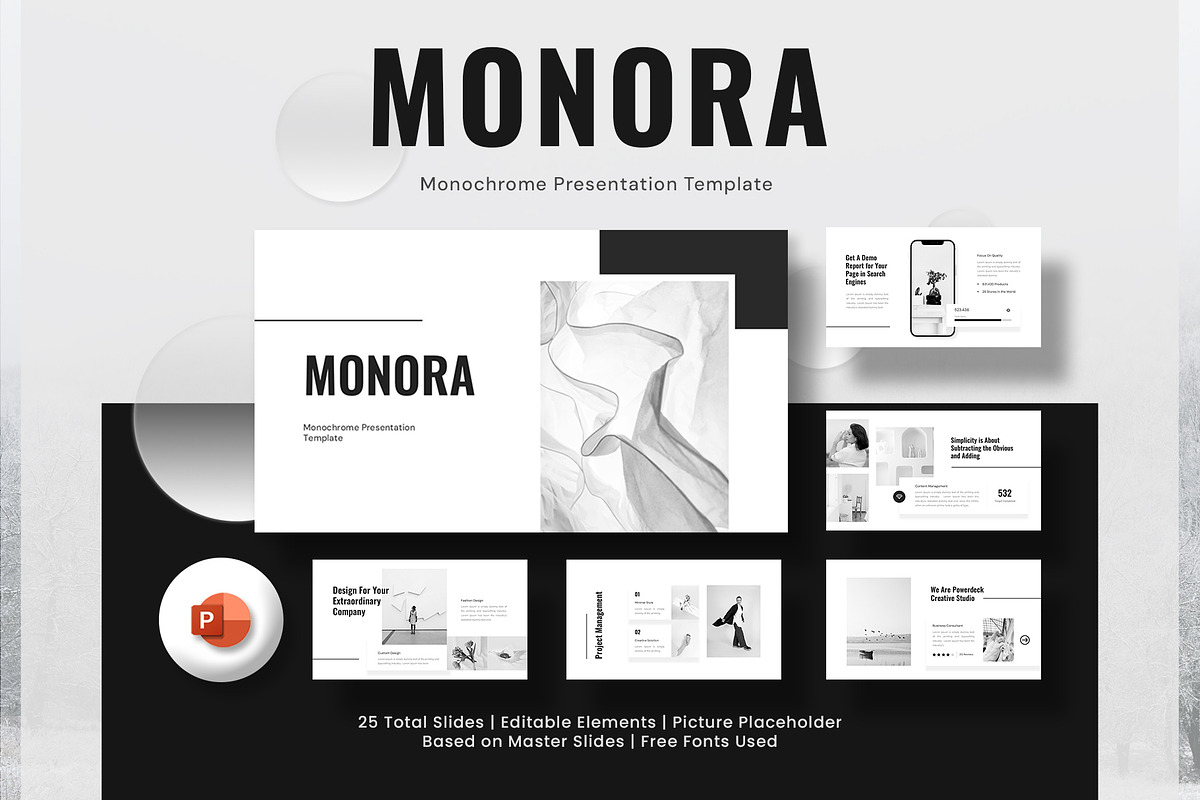 Monochrome PowerPoint Deck Template, a Presentation Template by New Coral Design (Photo 1 of 5)