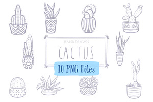 Hand Drawn Cactus Set