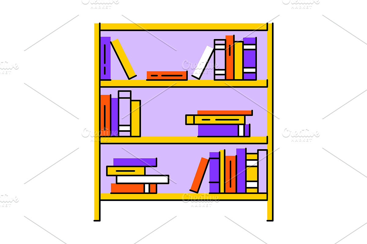Illustrations of bookshelf., an Education Illustration by incomible