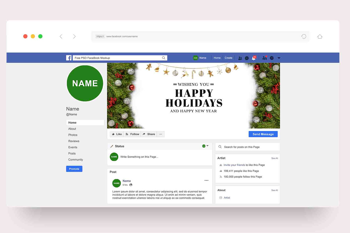 Facebook Cover Happy Holidays V4, a Social Media Template by Creativetacos (Photo 2 of 2)