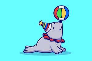 Cute Seal Circus Playing Ball, an Animal Illustration by Catalyst Labs