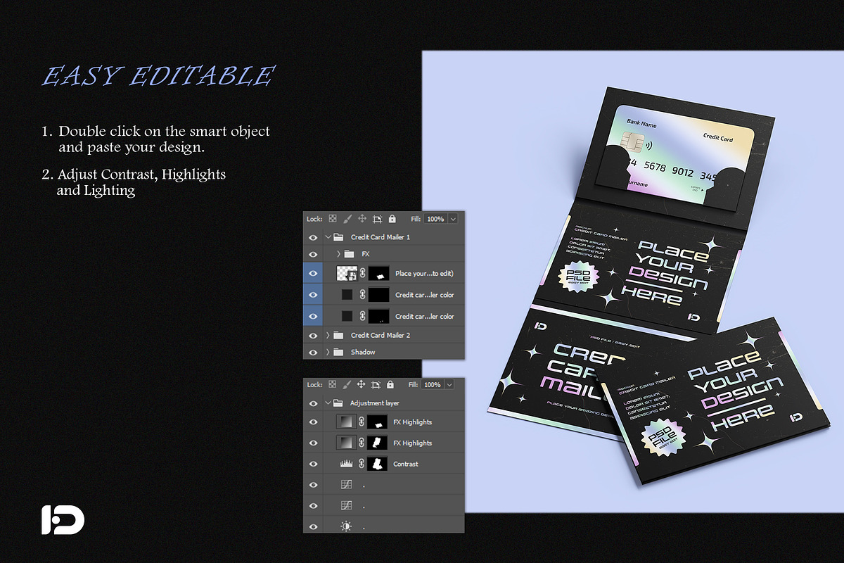 Credit Card Mailer Mockup Set, a Packaging Mockup by ForgeDesign (Photo 3 of 7)