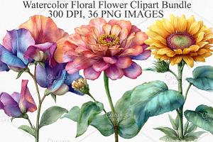 Watercolor Floral Flower Clipart PNG, an Illustration by Canvas Craft