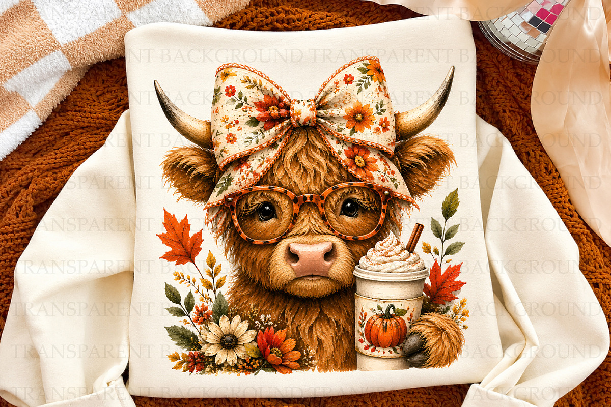 Fall Highland Cow Png, Pumpkin Spice, a Seasonal Illustration by Libby Wishes (Photo 2 of 3)