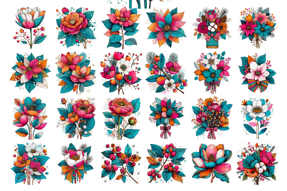 Christmas Flowers Sublimation Bundle, an Illustration by Daily.Designs (Photo 2 of 4)