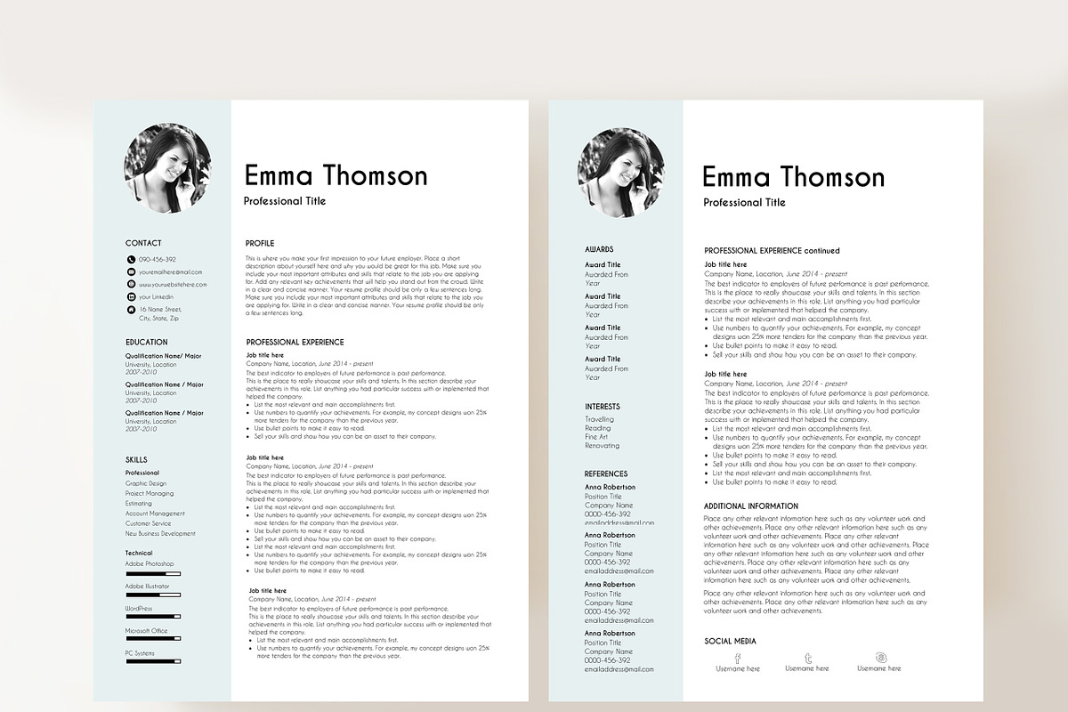 resume with photo, a Resume Template by PinkJellyfish (Photo 3 of 8)