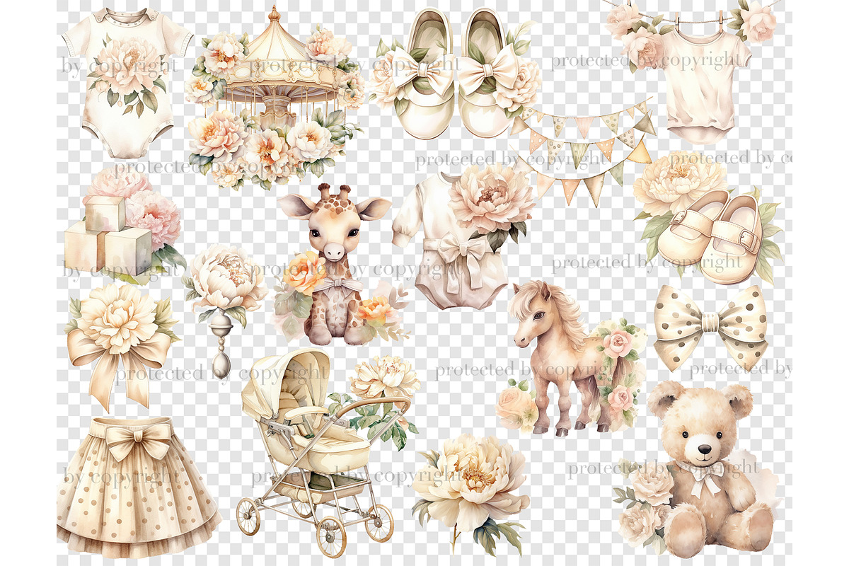 Baby Shower Clipart Bundle, a Decorative Illustration by GlamArtZhanna (Photo 5 of 5)