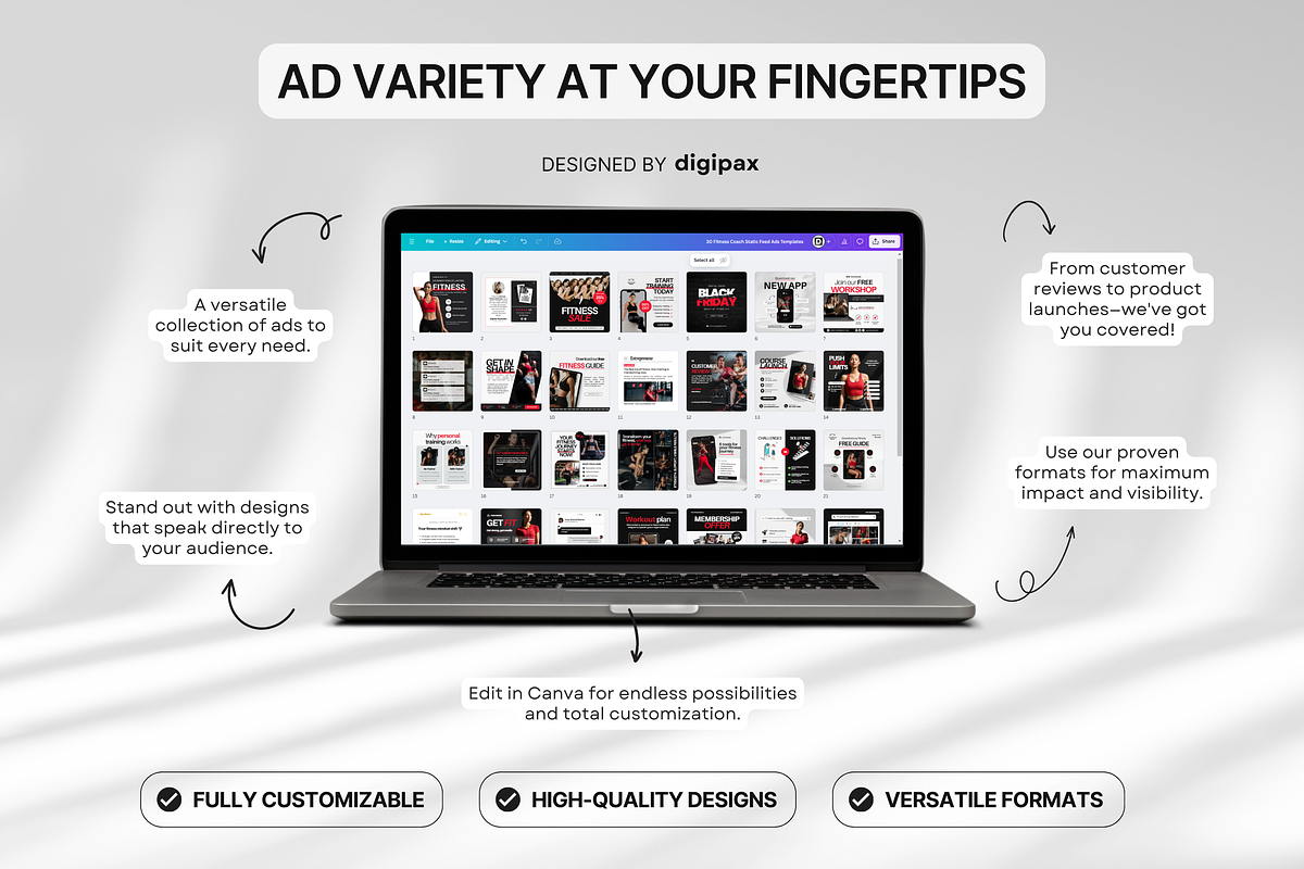 Fitness Static Ad Templates Canva, a Social Media Template by DigiPax (Photo 9 of 11)