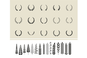 laurel wreaths fifteen icons, an Illustration by studiogstock