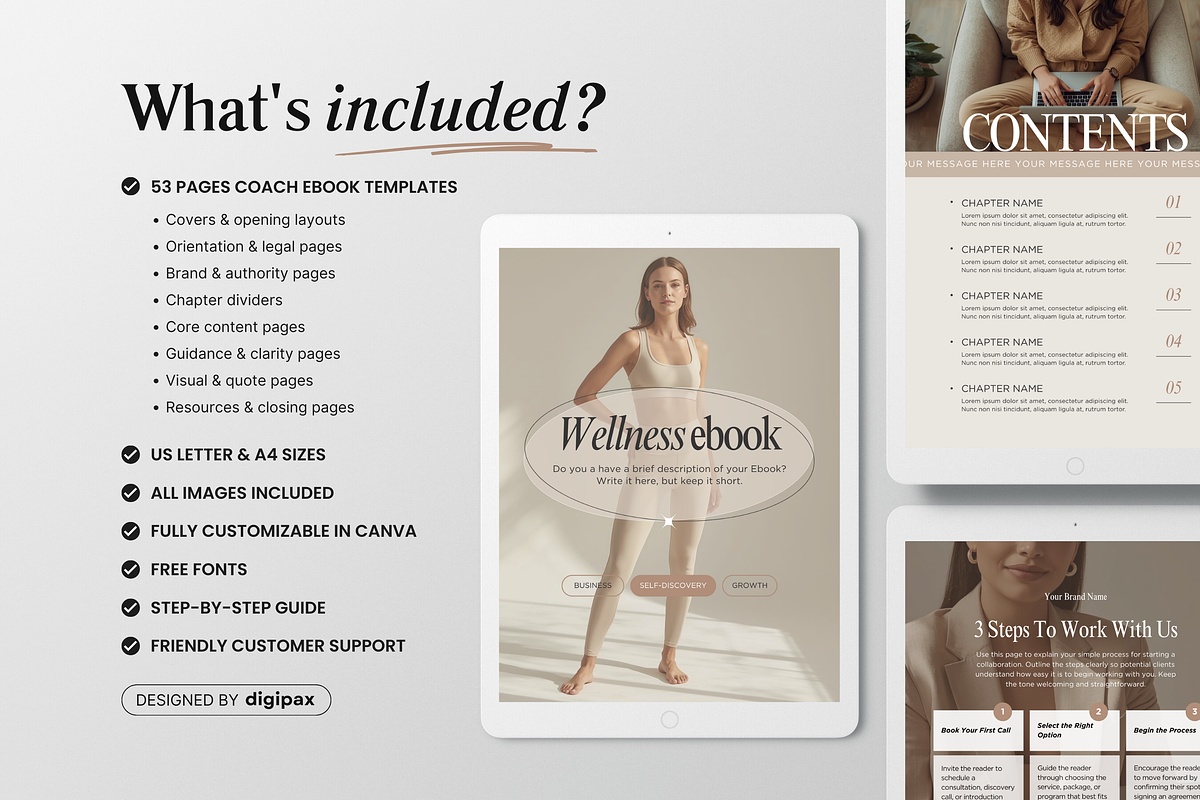Wellness Coach Ebook Template Beige, a Magazine Template by DigiPax (Photo 2 of 11)