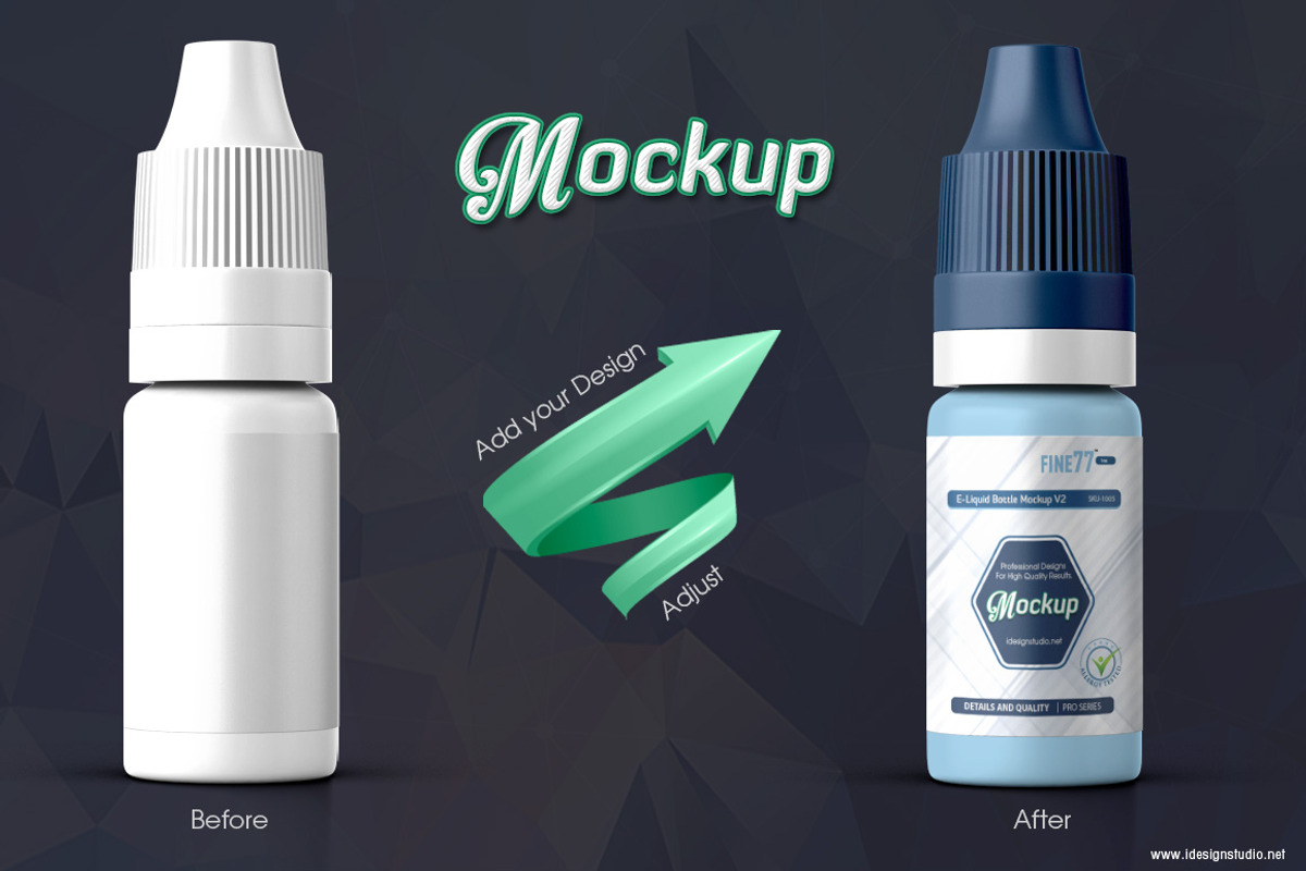E-liquid Bottle Mockup V2, a Packaging Mockup by idesignstudio (Photo 3 of 6)