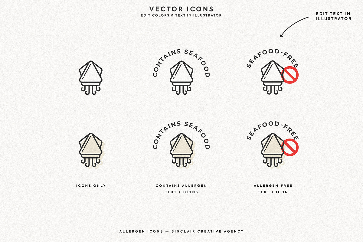 Minimalistic Food Allergen Icons, an Outline Icon by Sinclair Creative Agency (Photo 3 of 7)