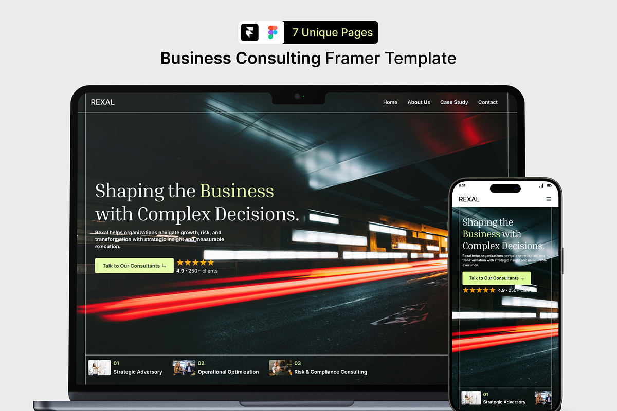 Business Consulting Framer Template, an UI Kit Template by Rozepaars Design (Photo 1 of 6)