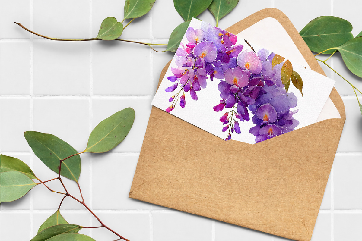 Watercolor Wisteria Garden Clipart, an Illustration by Libby Wishes (Photo 7 of 7)