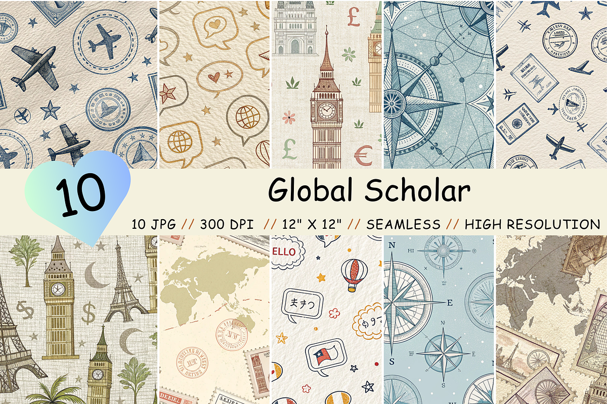 Global Scholar Seamless Pattern, a Pattern Graphic by FloridPrintables (Photo 1 of 12)