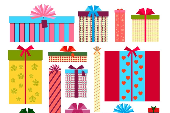 Gift Boxes Icons Stack Patterns