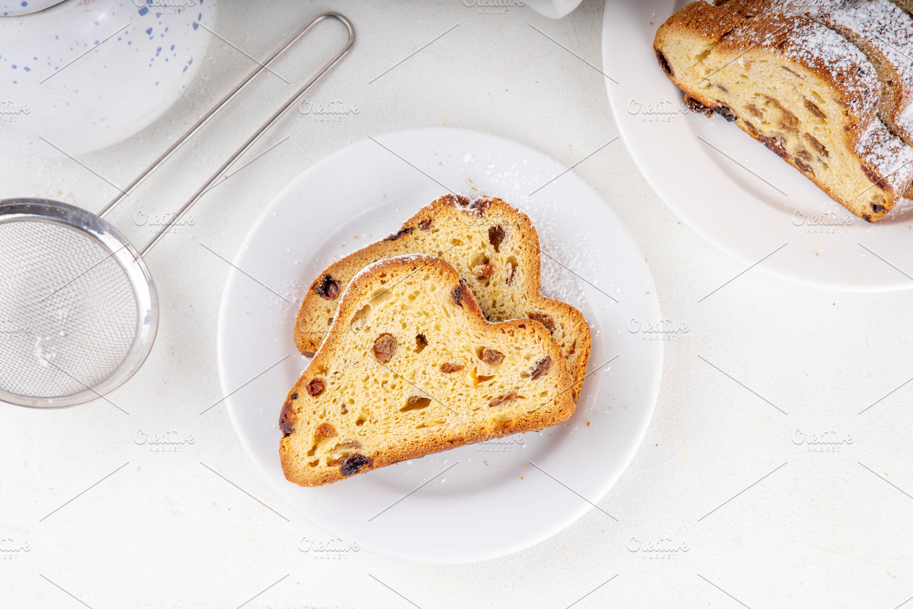 Christmas stollen, traditional festive fruit cake, a Food & Drink Photo by Rimma