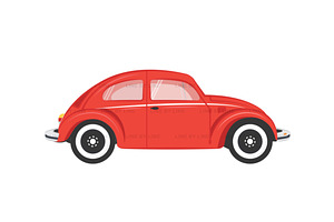 Retro Beetle Car Vector Illustration