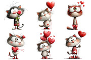 Watercolor Cute Valentines Kittens, an Illustration by Pixels.Craft (Thumbnail 4 of 5)