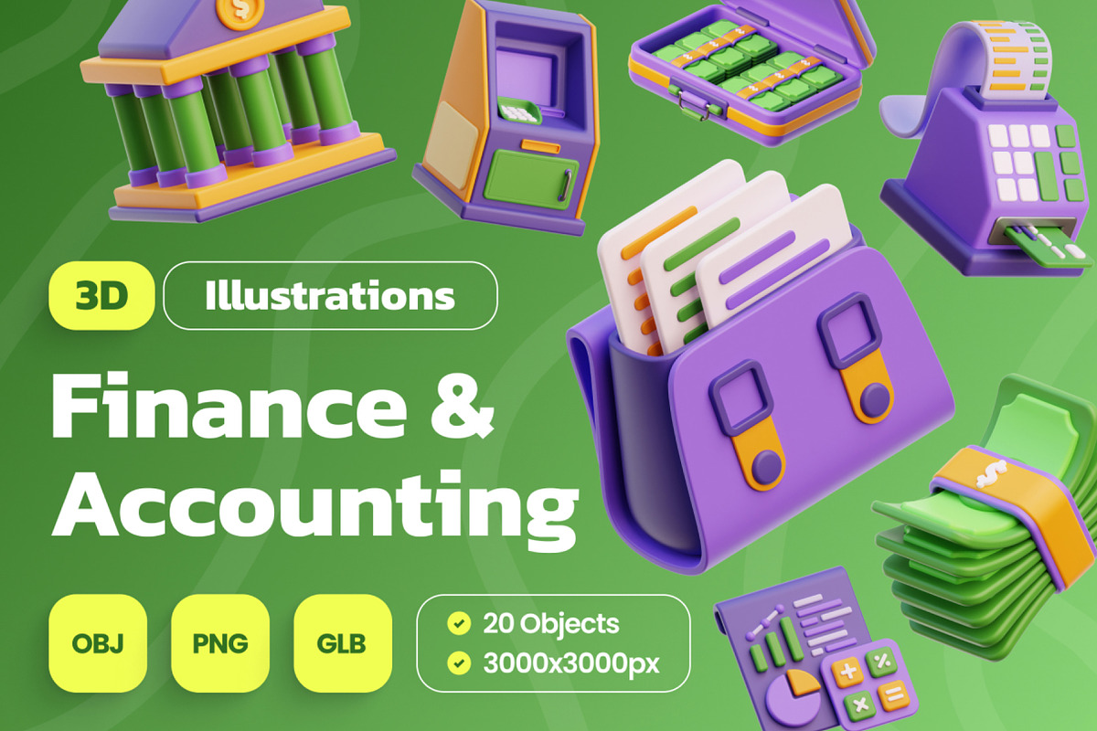 Finance & Accounting 3D Icons, an Object 3D Model by Rakata Studio (Photo 1 of 7)