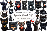 Quirky Black Cat Heart Paws Love PNG, a Seasonal Illustration by designcity5 (Thumbnail 1 of 5)
