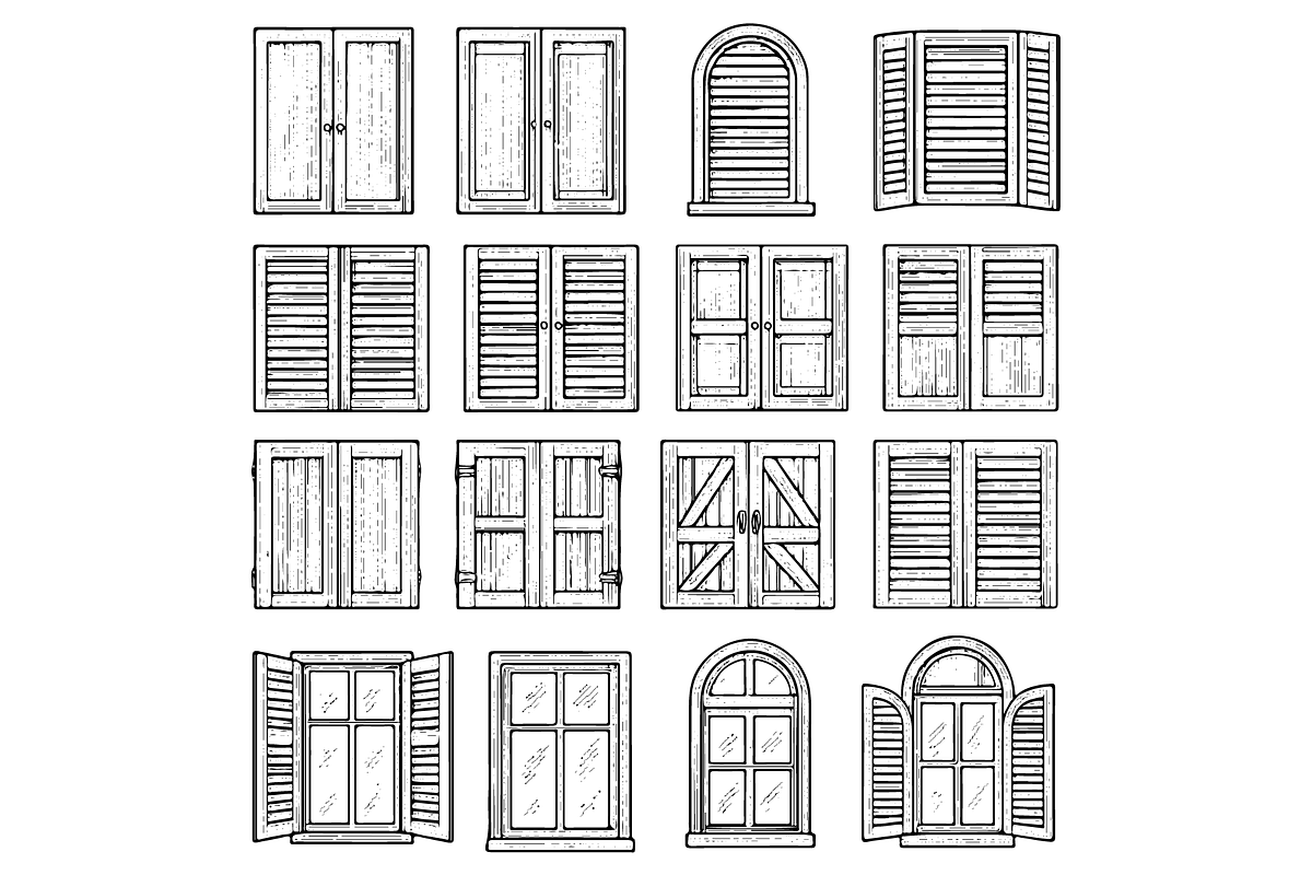 Windows and Shutters Illustration, an Object Graphic by RT Studio