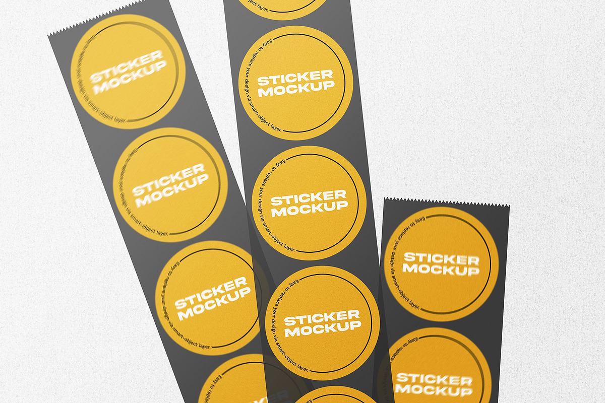 Round Sticker Mockups, a Packaging Mockup by MahmoudWally (Photo 2 of 7)