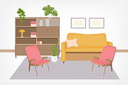 Retro interior, living room, a Decorative Illustration by Good Studio (Thumbnail 8 of 12)