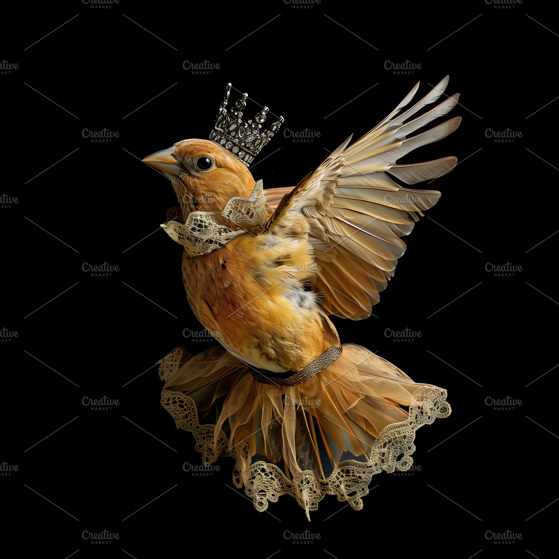Flying bird with crown, a Photo by Elles Rijsdijk