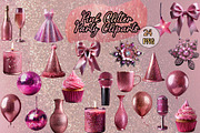 Pink Glitter Party Cliparts, a Seasonal Illustration by EdeniaArtStudio (Thumbnail 1 of 5)
