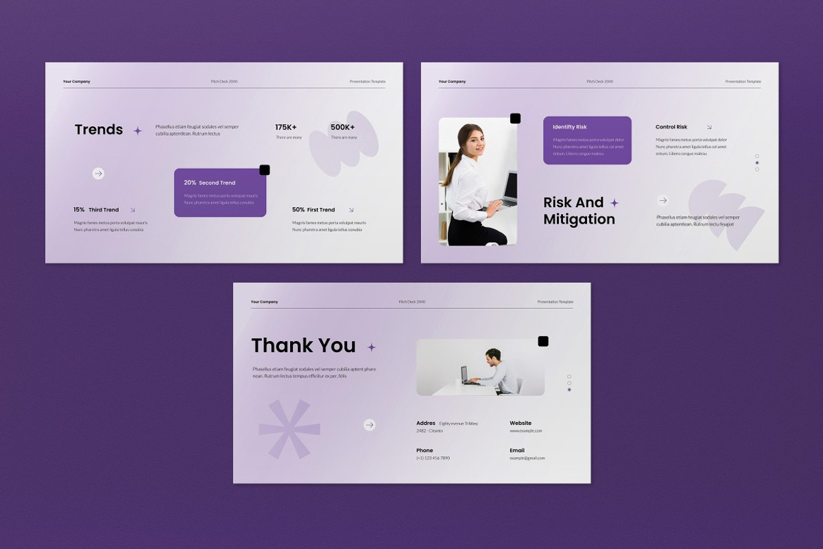 White Purple Gradient Pitch Deck PPT, a Presentation Template by graphicook (Photo 5 of 5)