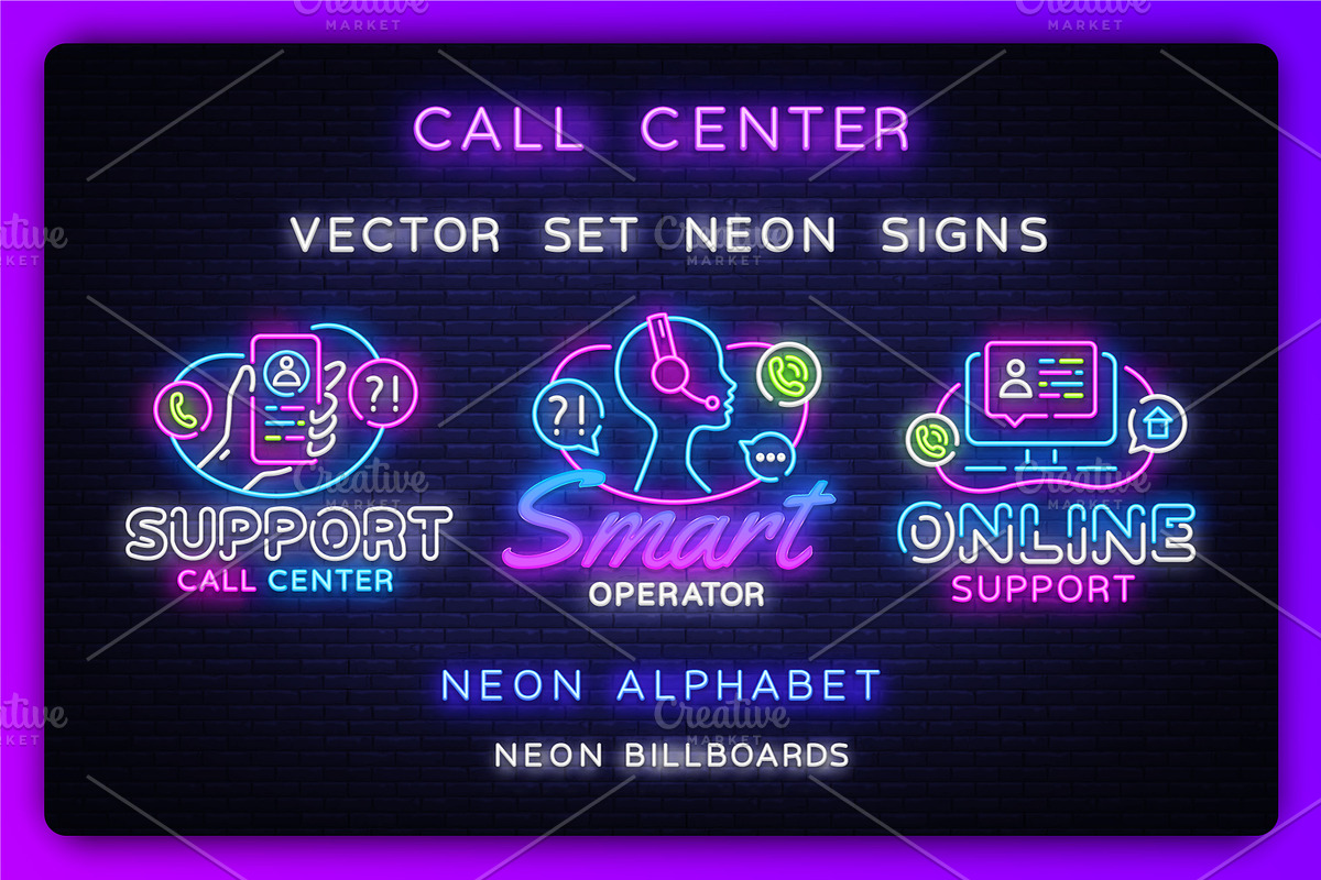Call Center Neon Signs, a Person Illustration by Soifer Design (Photo 1 of 2)