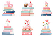 Valentine Stack of Books Clipart, an Illustration by Dream Creation (Thumbnail 2 of 7)