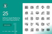 25 EdTech & AI Learning Line Icons, an Outline Icon by IconBunny (Thumbnail 1 of 2)