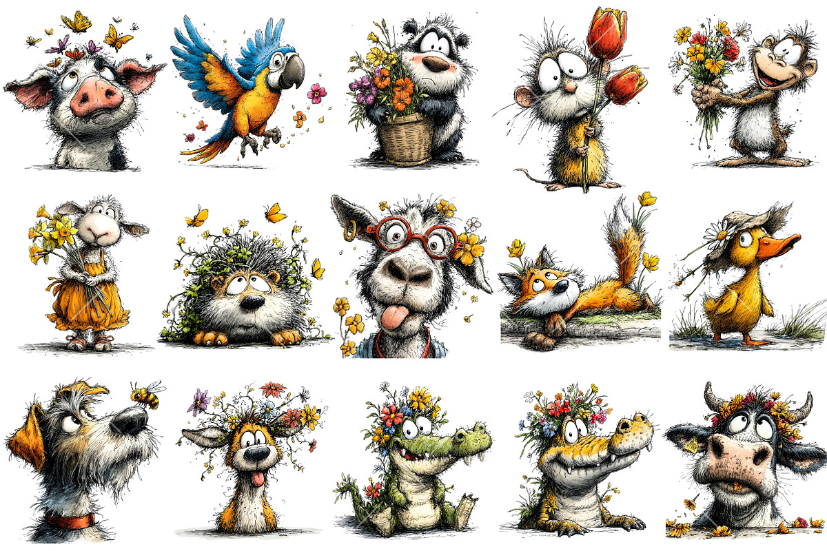 Funny Spring Animals Clipart, an Illustration by OK Design (Photo 3 of 6)