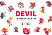 Devil Cartoon Stickers Set, an Emoji Icon by Vectors Market (Thumbnail 1 of 6)