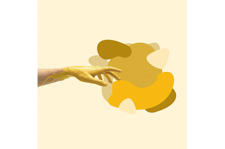 Collage with painted human hand, an Abstract Photo by Volodymyr Melnyk