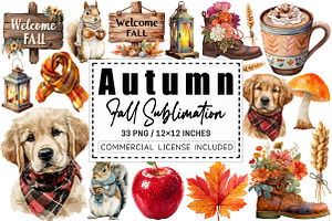 Autumn Fall Sublimation Clipart., a Graphic by CitraGraphics