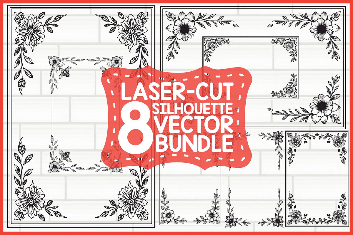 Elegant Floral Border Vector Set, an Illustration by Gfx_Store (Photo 1 of 9)