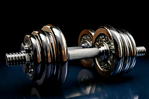 Dumbbell over glossy ground close-up shot002, a Sport Illustration by DanFLCreativo