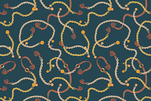 Gold, Silver Chains Seamless Pattern