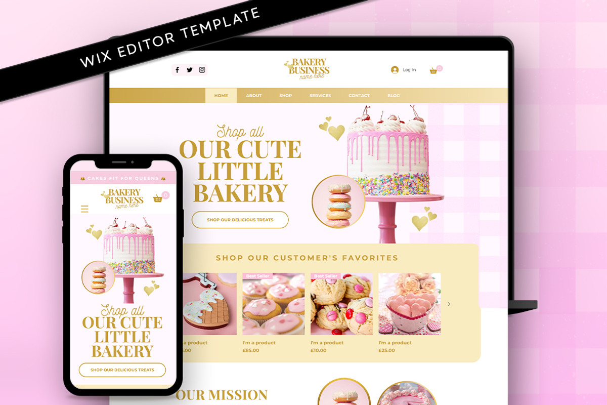Pastel Pink Bakery Website Template, a Wix Template by Template Twist Shop (Photo 1 of 10)