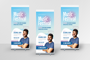 Music Festival Roll Up Banner, a Print Template by Annora Studio