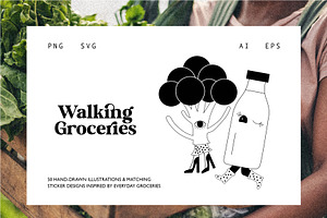 Walking Groceries: Vector Art