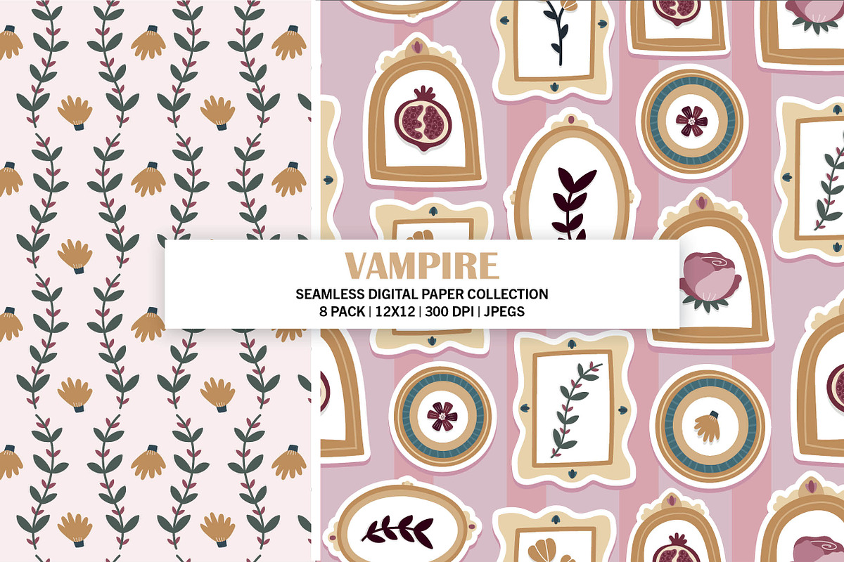 Vampire Seamless Digital Paper, a Pattern Graphic by Alanna Messina Design Co (Photo 3 of 9)