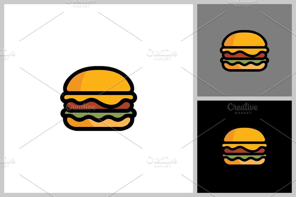 Burger abstract outline vector logo, a Solid Icon by quadrazo