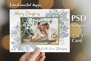 Watercolor Photo Card Template PSD, a Card Template by PSD templates and Photos