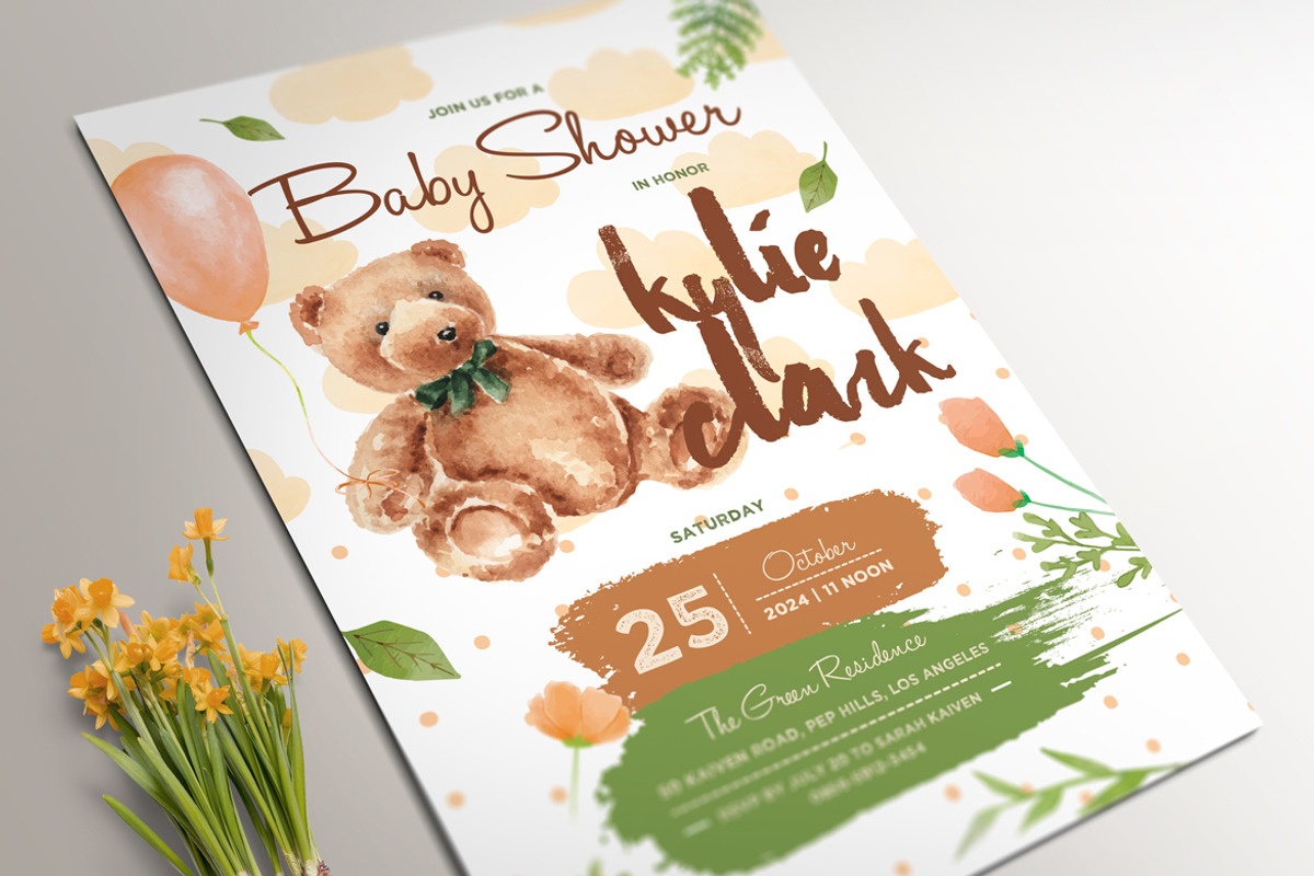 Teddy Bear Baby Shower Invitation, an Invitation Template by Aarley Kaiven (Photo 3 of 4)