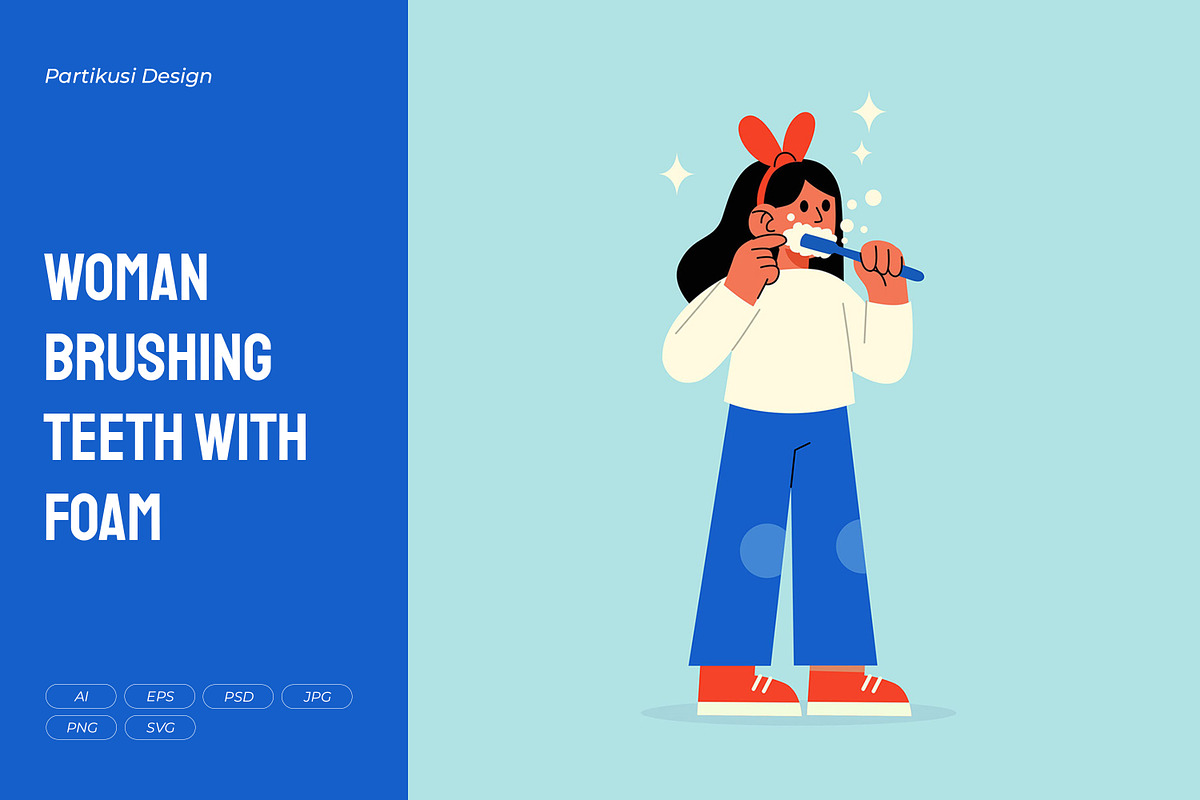 Woman Brushing Teeth with Foam, a Healthcare Illustration by Partikusi Design (Photo 1 of 3)